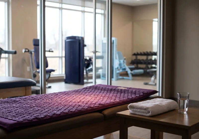 Amethyst mat laid out in a quiet room at a physical therapy clinic